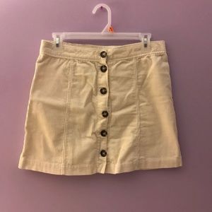 Cream corduroy button down skirt